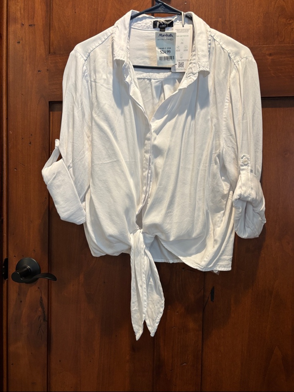 Marshalls White Tie-Front Button-Down Blouse